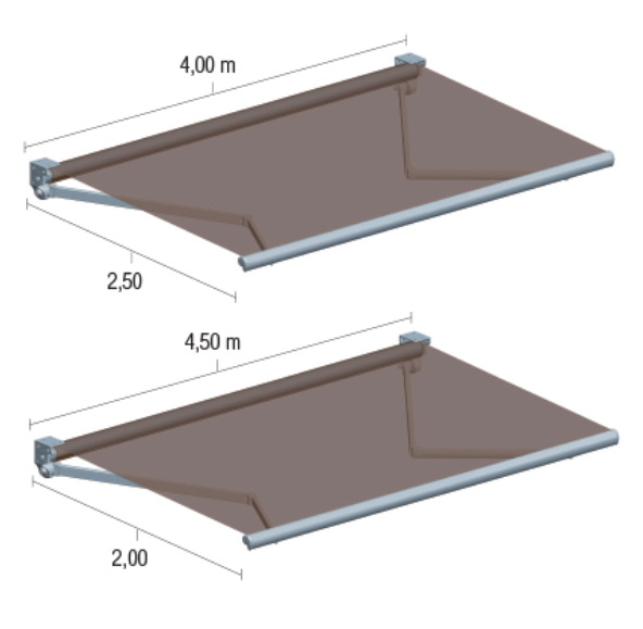Toldo brazo extensible ART 250 medidas